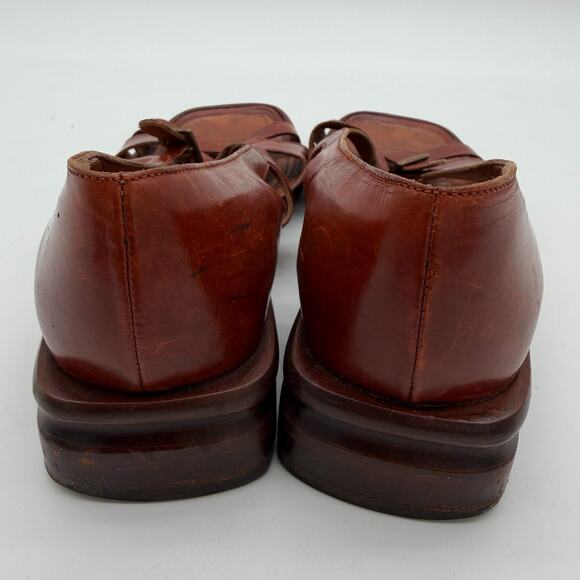 Joan and David Couture Handmade Italian Leather Fisherman Brown Casual Sandals 7 - Picture 4 of 6